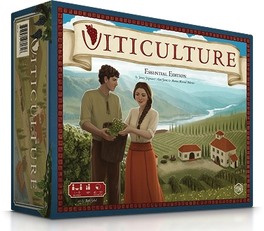Het bordspel Viticulture Essential Edition in een doos met een wijnthema
